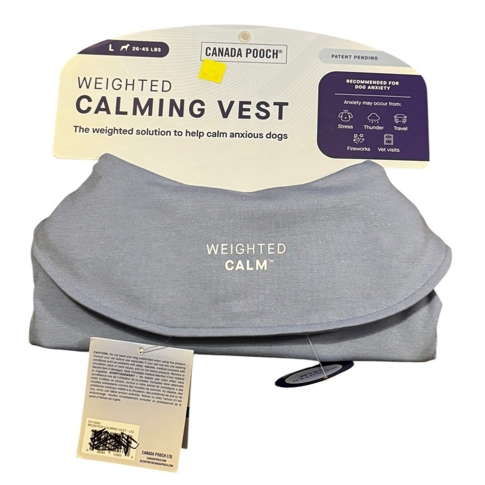 Canada Pooch Weighted Calming Vest Dog Anxiety Blue Size L 26-45lb